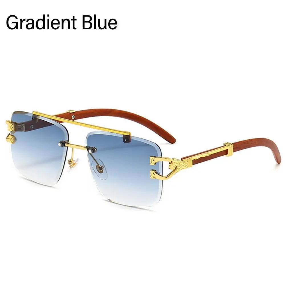 Lunettes de Soleil Vintage en Bois à Tête de Guépard