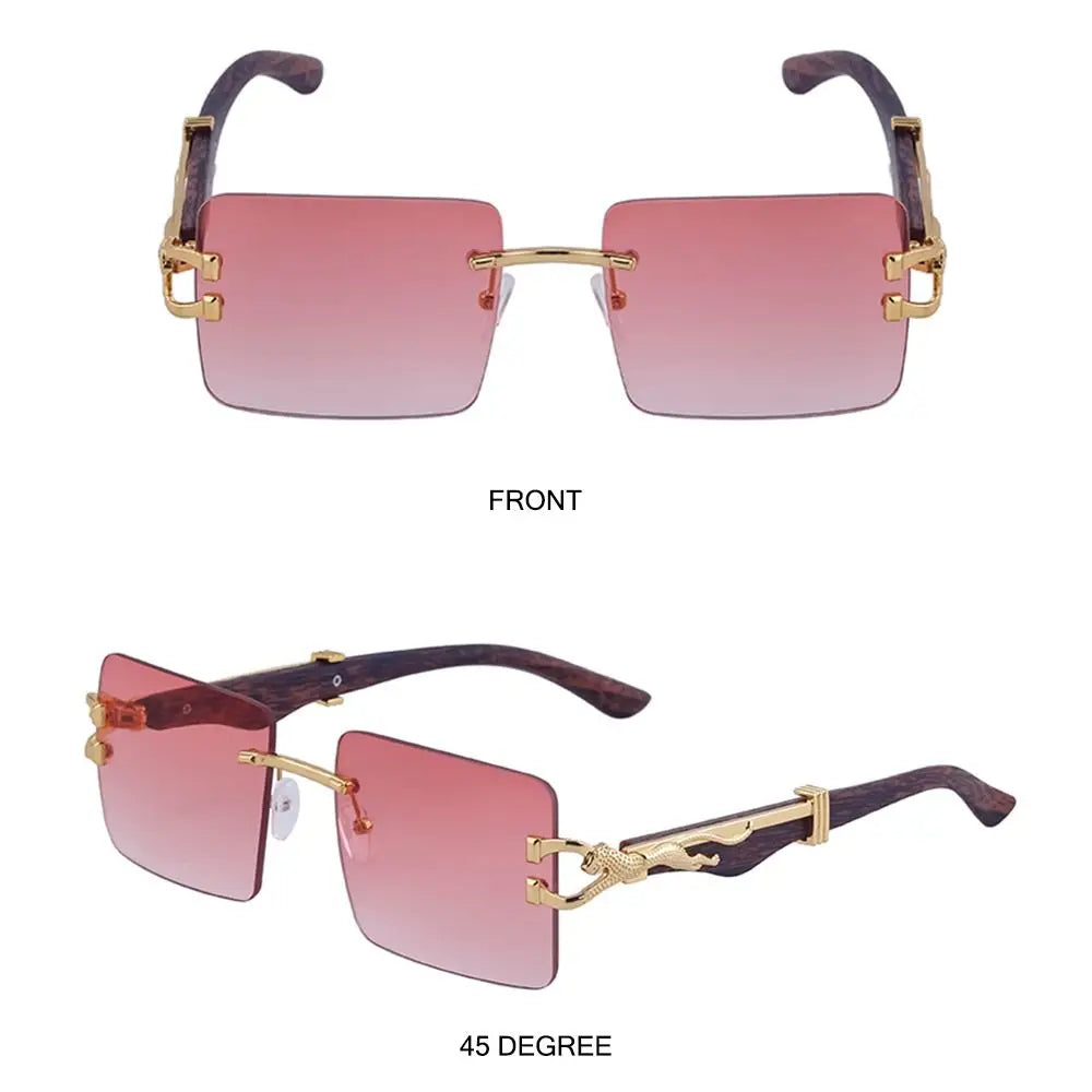 Lunettes de Soleil Vintage en Bois à Tête de Guépard