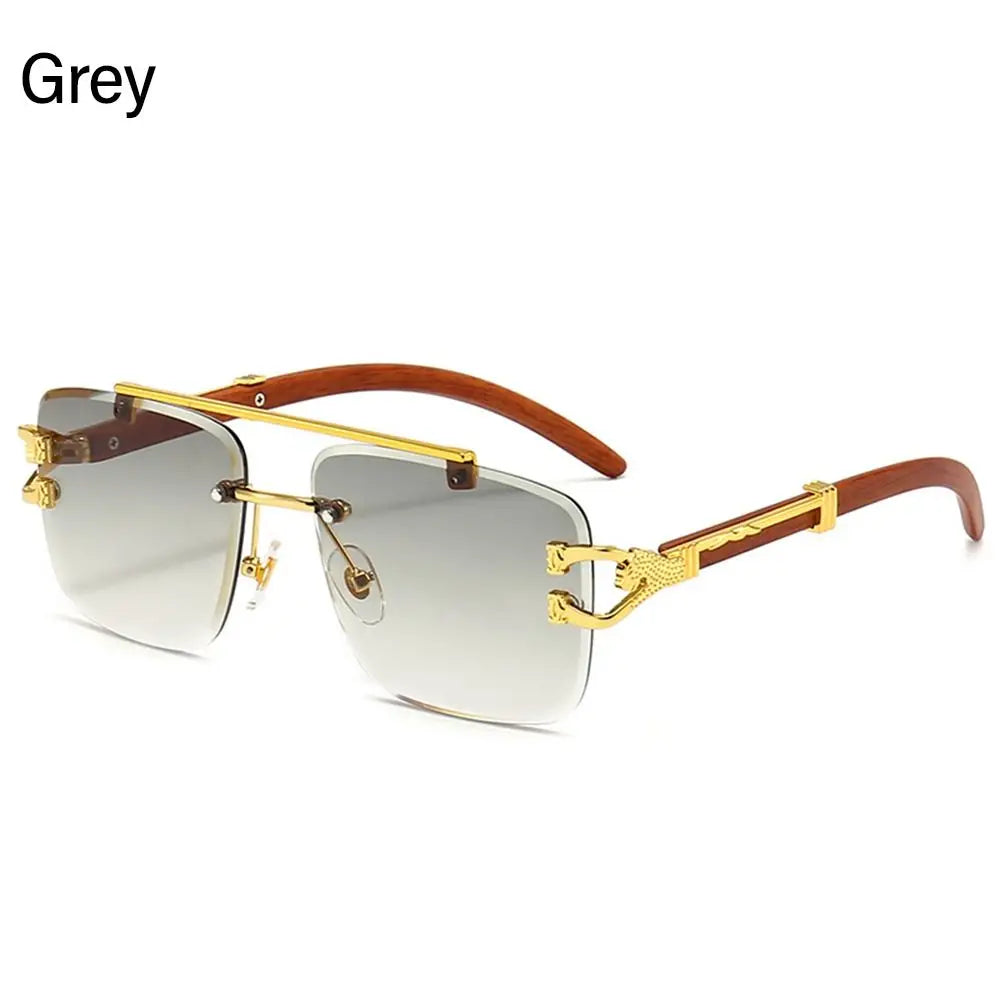 Lunettes de Soleil Vintage en Bois à Tête de Guépard