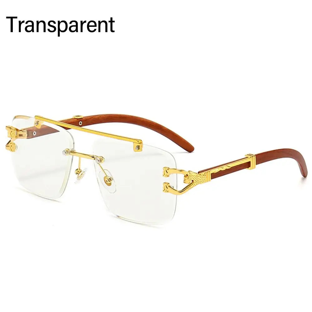 Lunettes de Soleil Vintage en Bois à Tête de Guépard