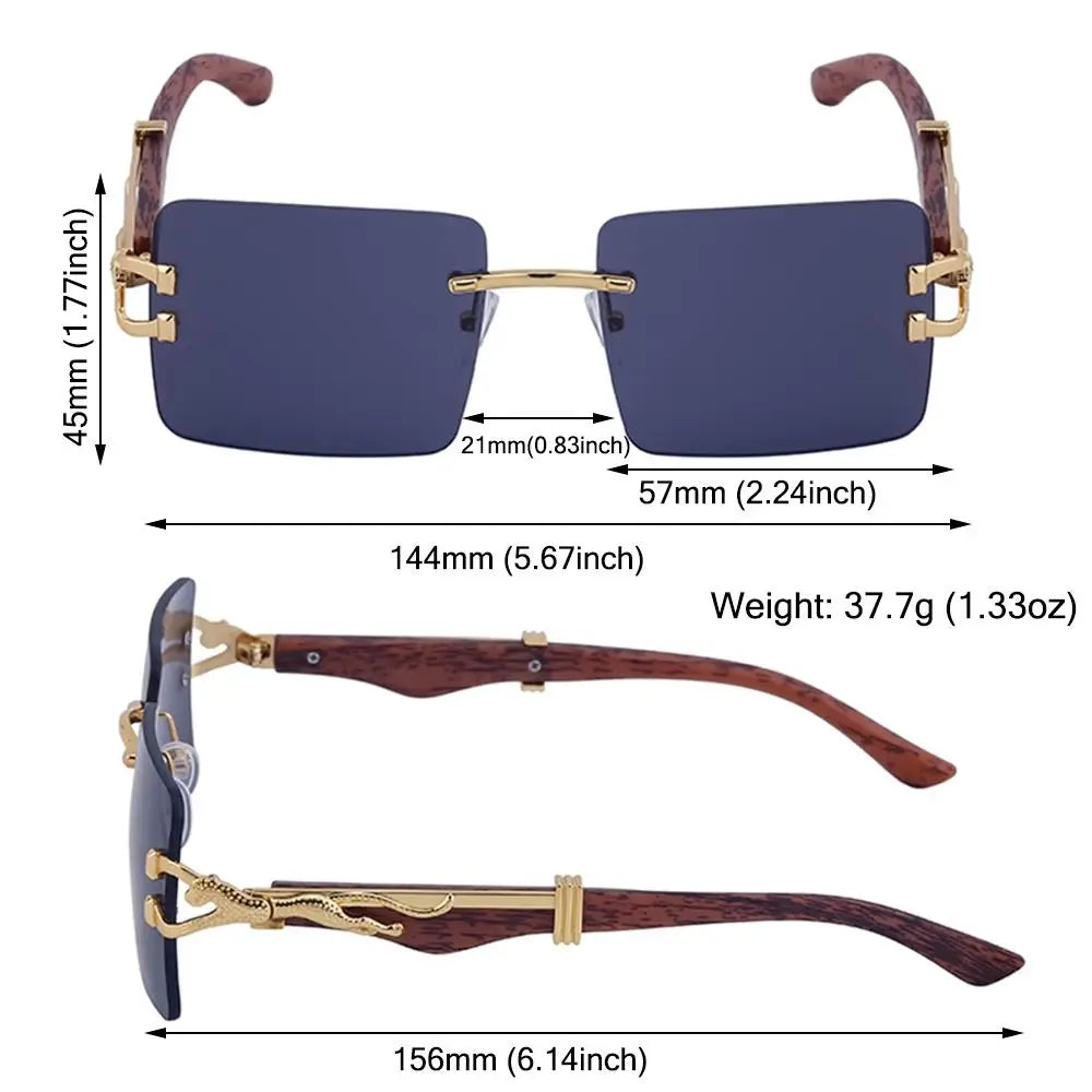 Lunettes de Soleil Vintage en Bois à Tête de Guépard