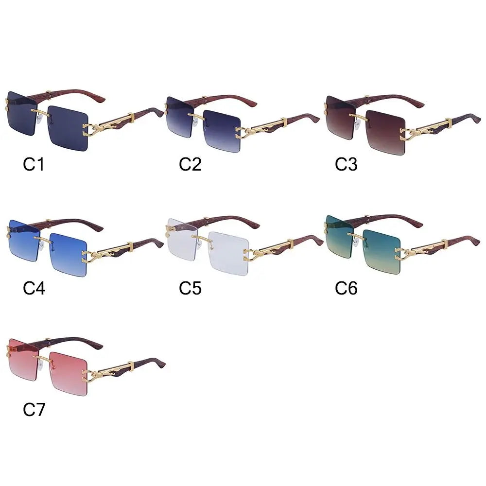 Lunettes de Soleil Vintage en Bois à Tête de Guépard