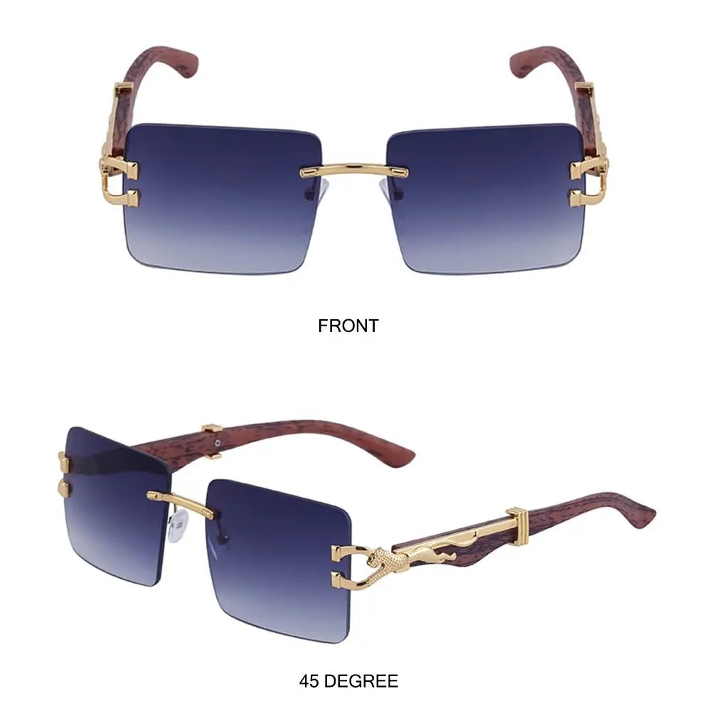 Lunettes de Soleil Vintage en Bois à Tête de Guépard