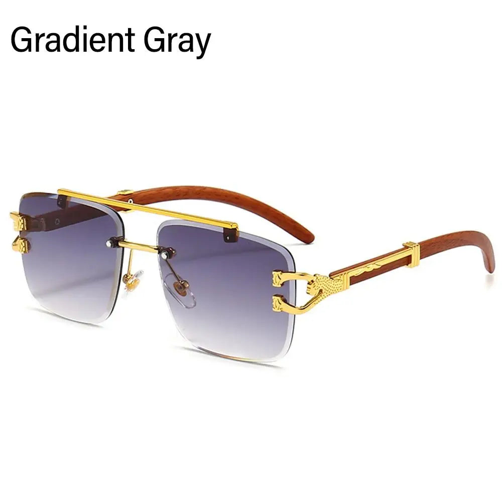Lunettes de Soleil Vintage en Bois à Tête de Guépard