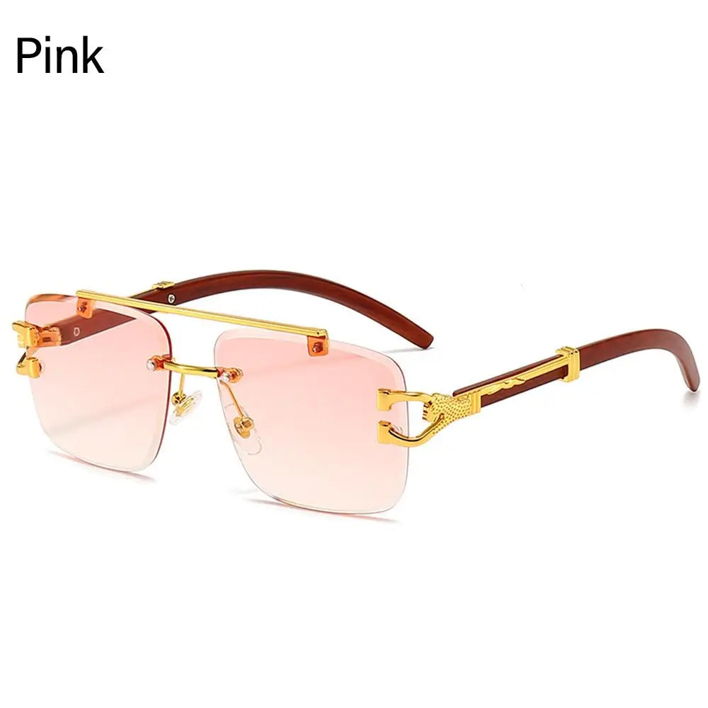 Lunettes de Soleil Vintage en Bois à Tête de Guépard