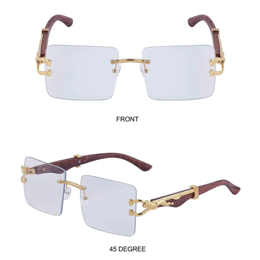 Lunettes de Soleil Vintage en Bois à Tête de Guépard