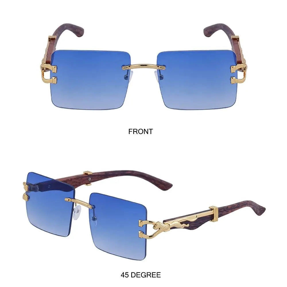 Lunettes de Soleil Vintage en Bois à Tête de Guépard
