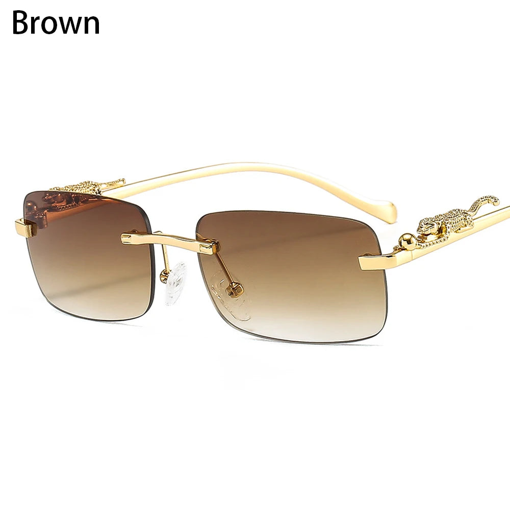 Lunettes de Soleil Vintage en Bois à Tête de Guépard