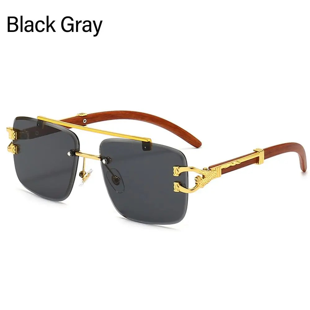 Lunettes de Soleil Vintage en Bois à Tête de Guépard