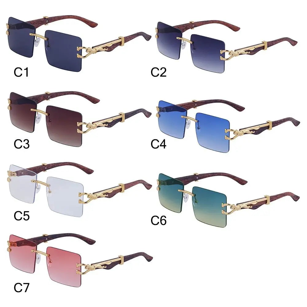 Lunettes de Soleil Vintage en Bois à Tête de Guépard